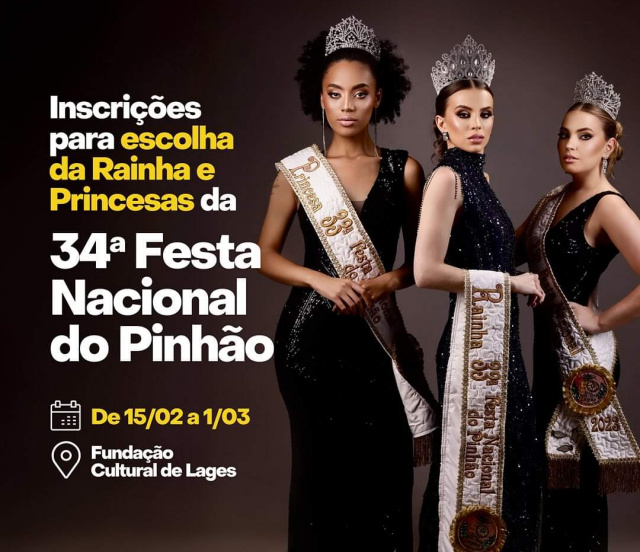 Inscrições para escolha da Realeza da 34ª Festa Nacional do Pinhão