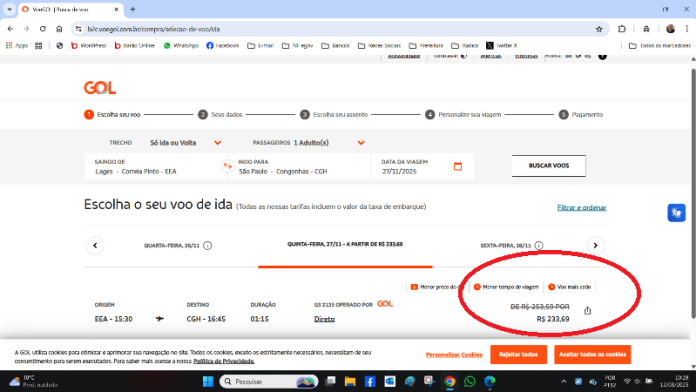 gol passagem 233