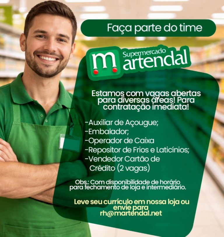 OPORTUNIDADE DE EMPREGO NO MARTENDAL!