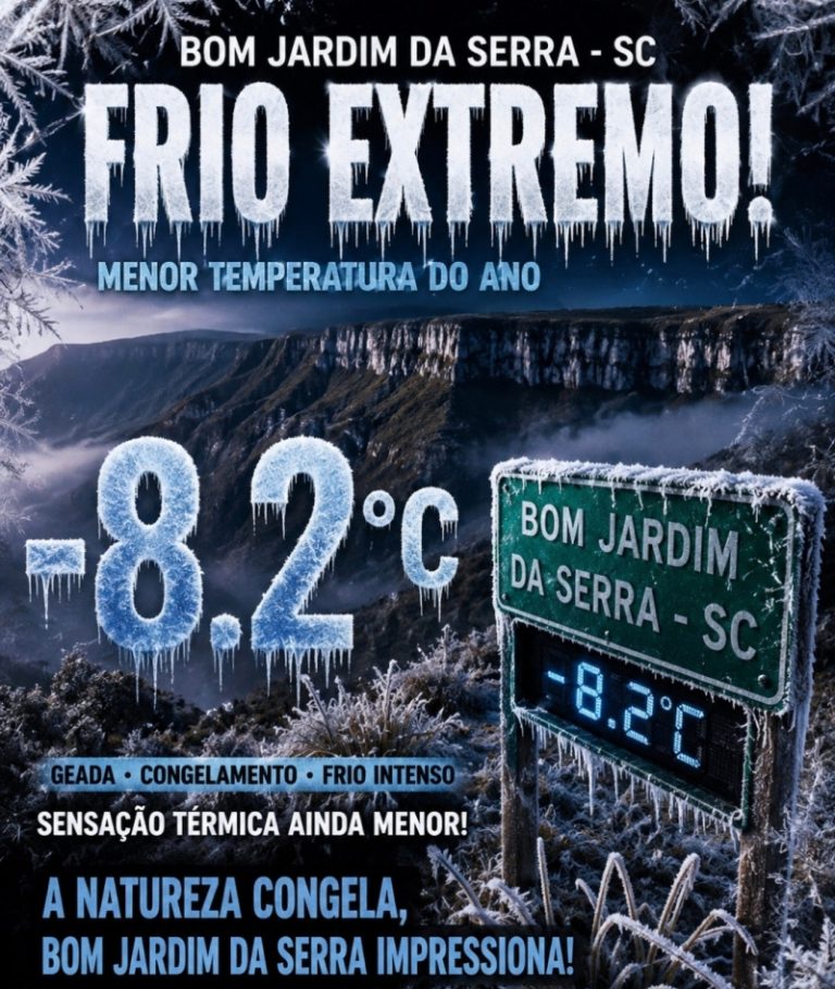 NOVO RECORDE: -8.2°C nesta quinta-feira em Bom Jardim da Serra 