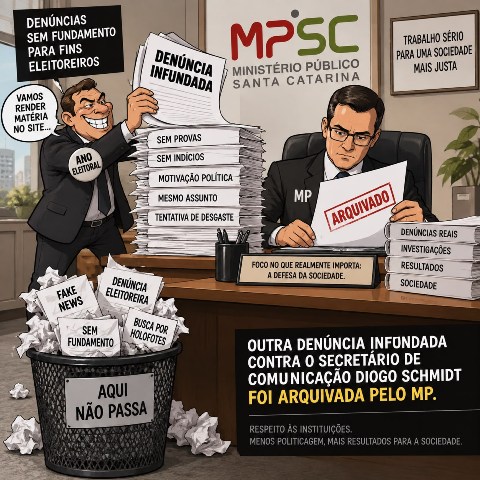 Outra denuncia infundada contra o secretário de Comunicação foi arquivada pelo MPSC